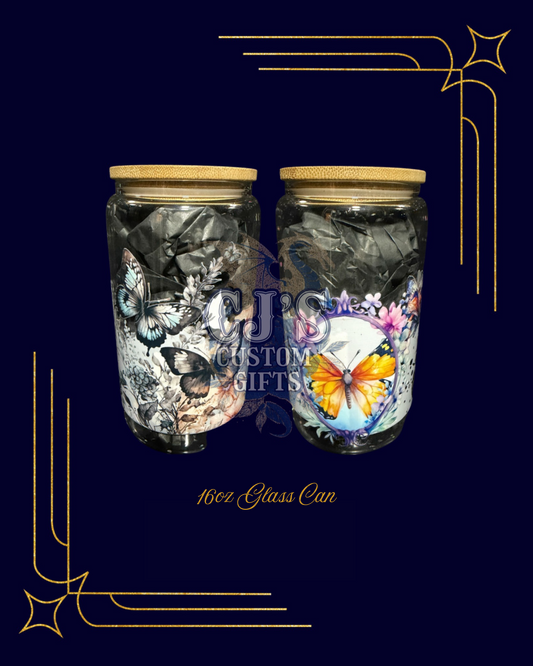 16oz butterfly glass can